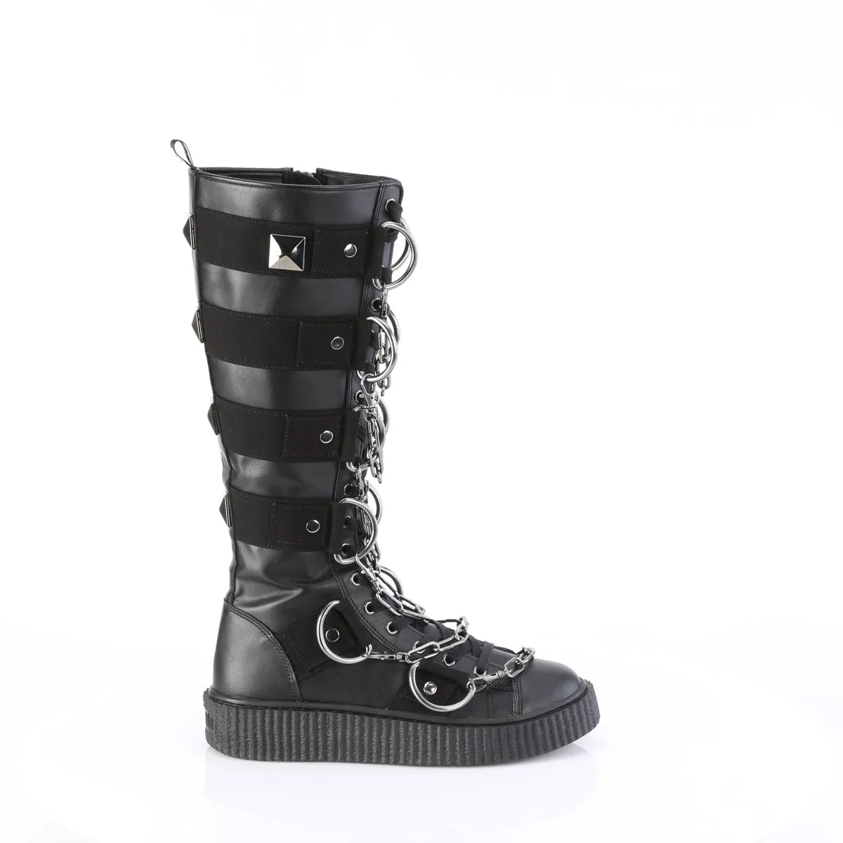 1 Inch Platform SNEEKER-405 Black Vegan Leather-Canvas