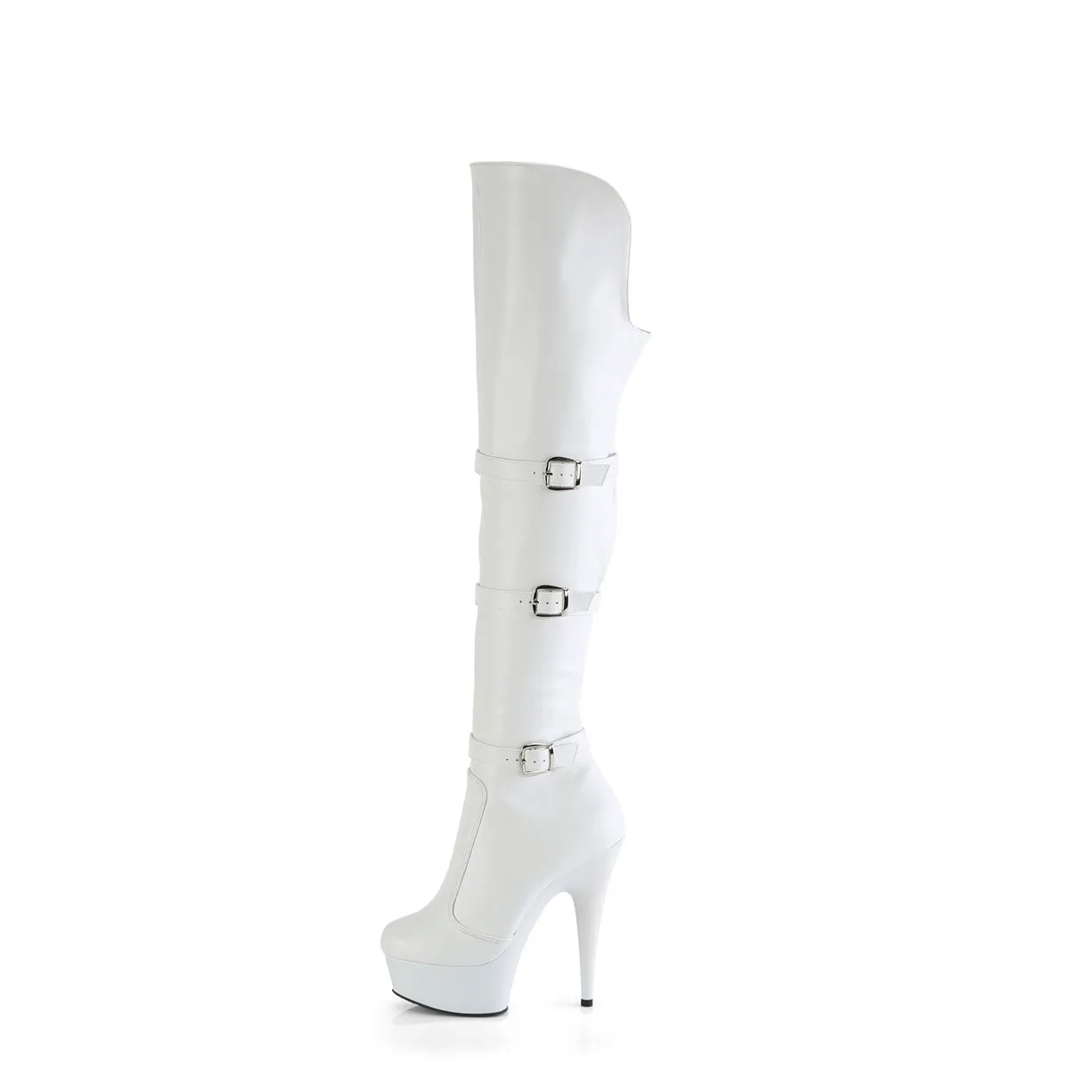 6 Inch Heel DELIGHT-3018 White Stretch Pu