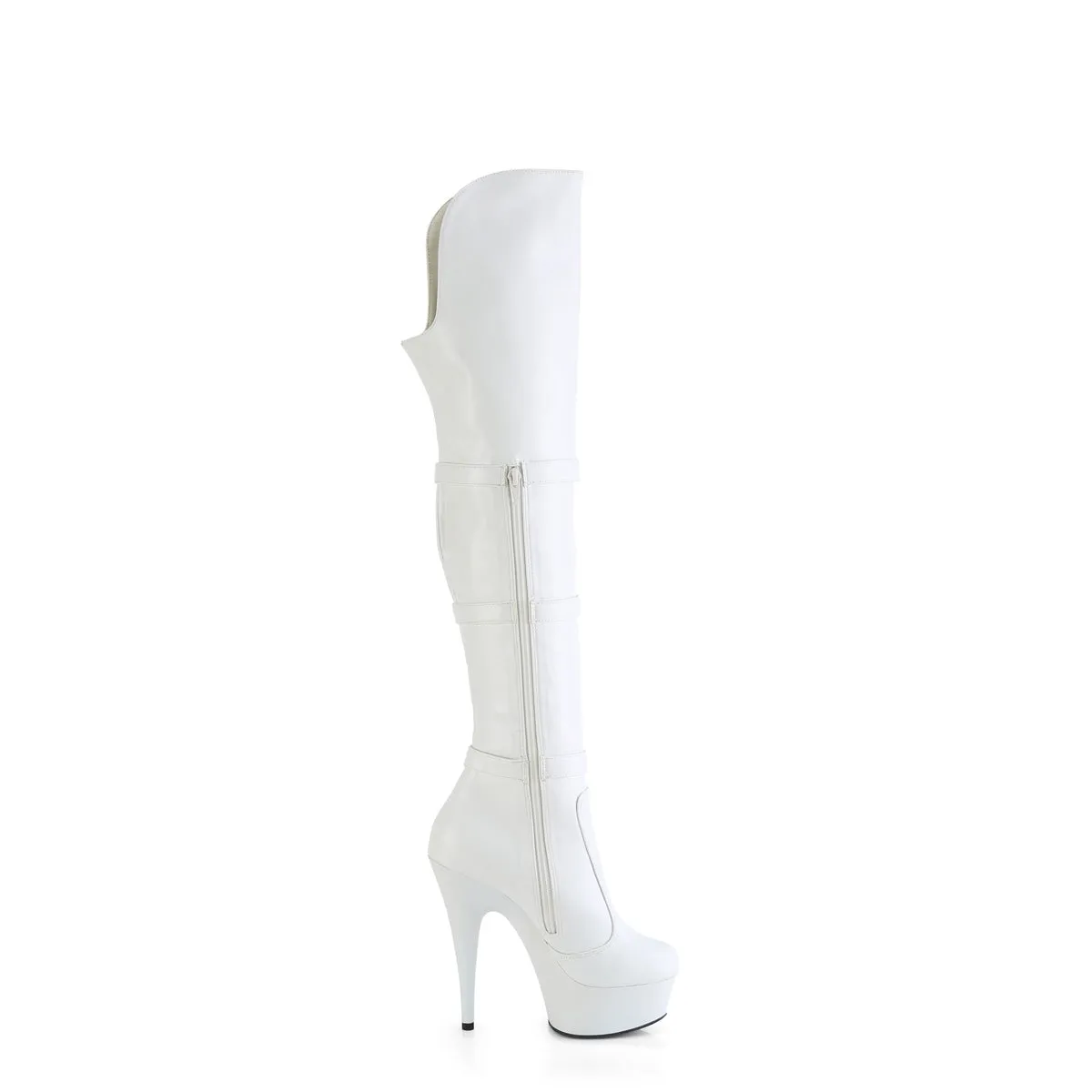 6 Inch Heel DELIGHT-3018 White Stretch Pu