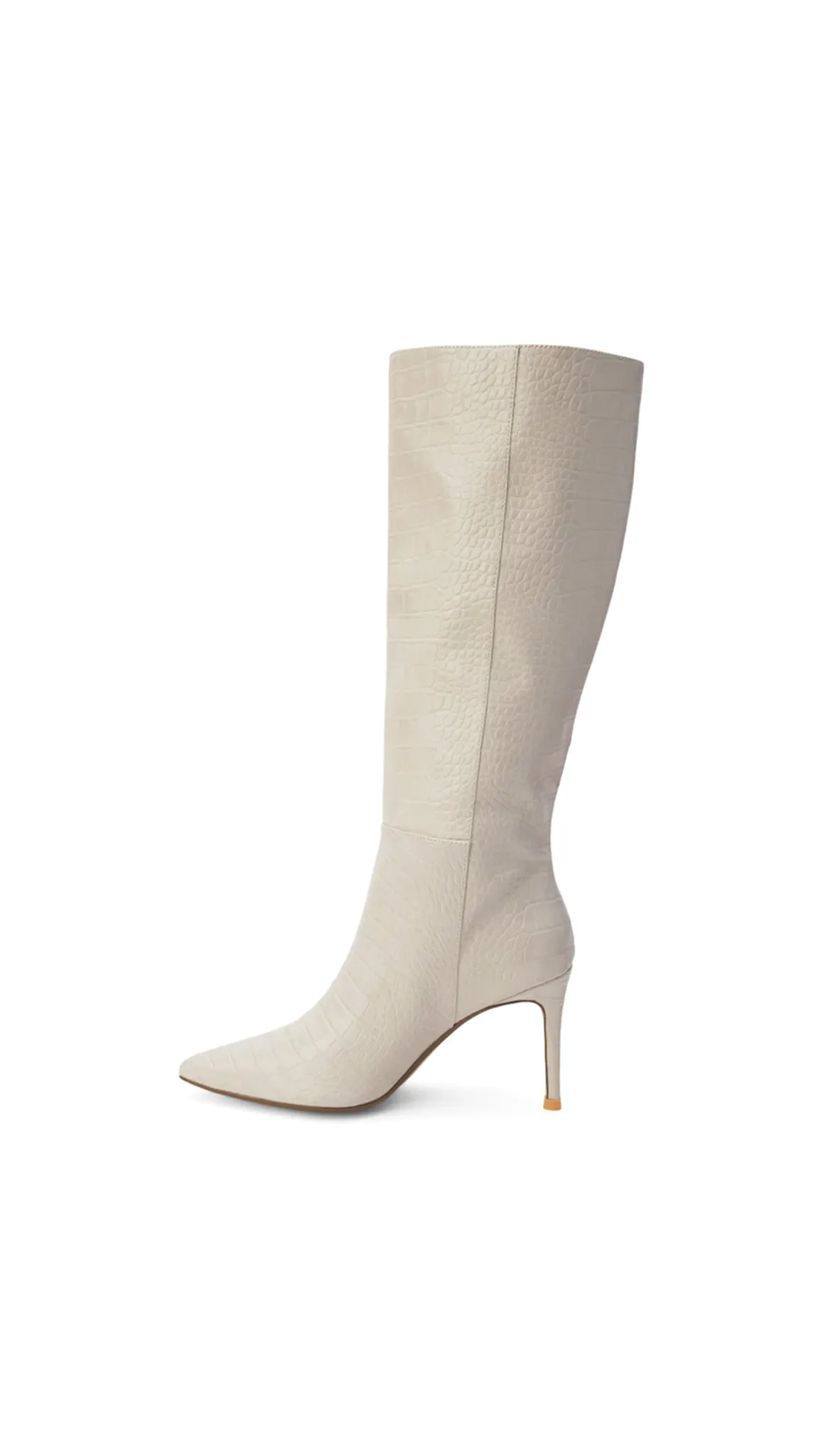 Alina Knee High Boot - White Croc