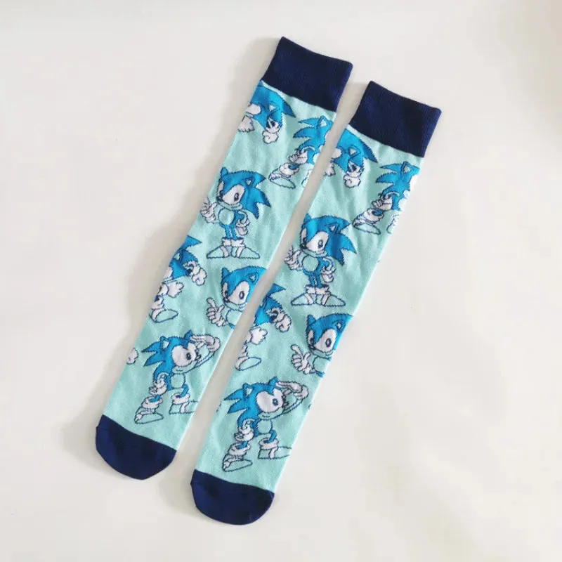 Anime Sonics Socks Cartoon Knitted Cotton Socks Pure Cotton Men's Socks Fashion Trend Socks with horns