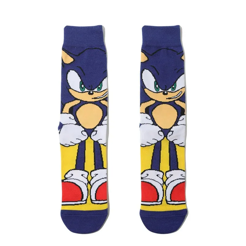 Anime Sonics Socks Cartoon Knitted Cotton Socks Pure Cotton Men's Socks Fashion Trend Socks with horns