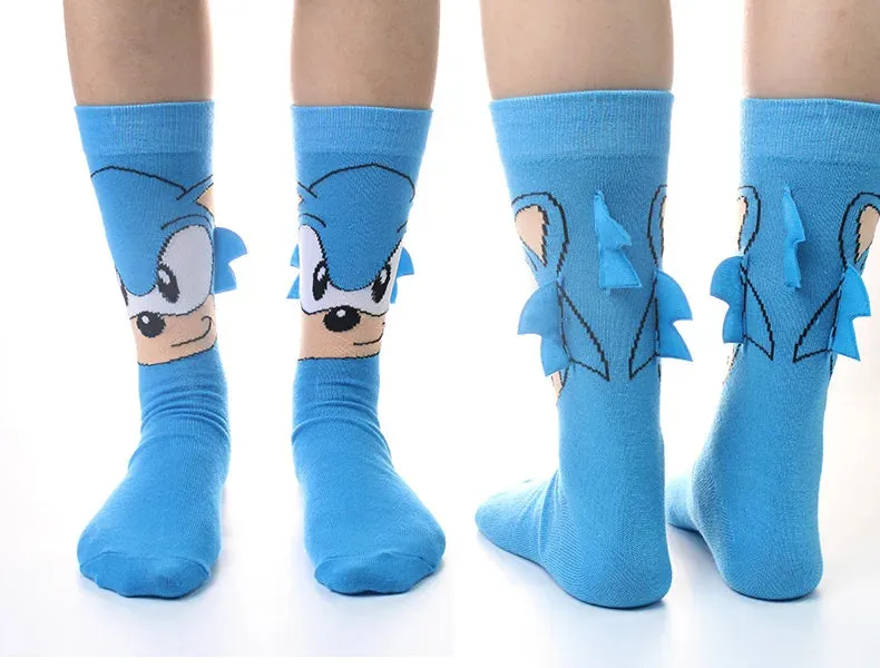 Anime Sonics Socks Cartoon Knitted Cotton Socks Pure Cotton Men's Socks Fashion Trend Socks with horns