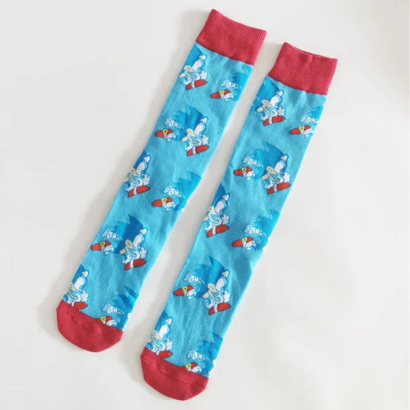 Anime Sonics Socks Cartoon Knitted Cotton Socks Pure Cotton Men's Socks Fashion Trend Socks with horns