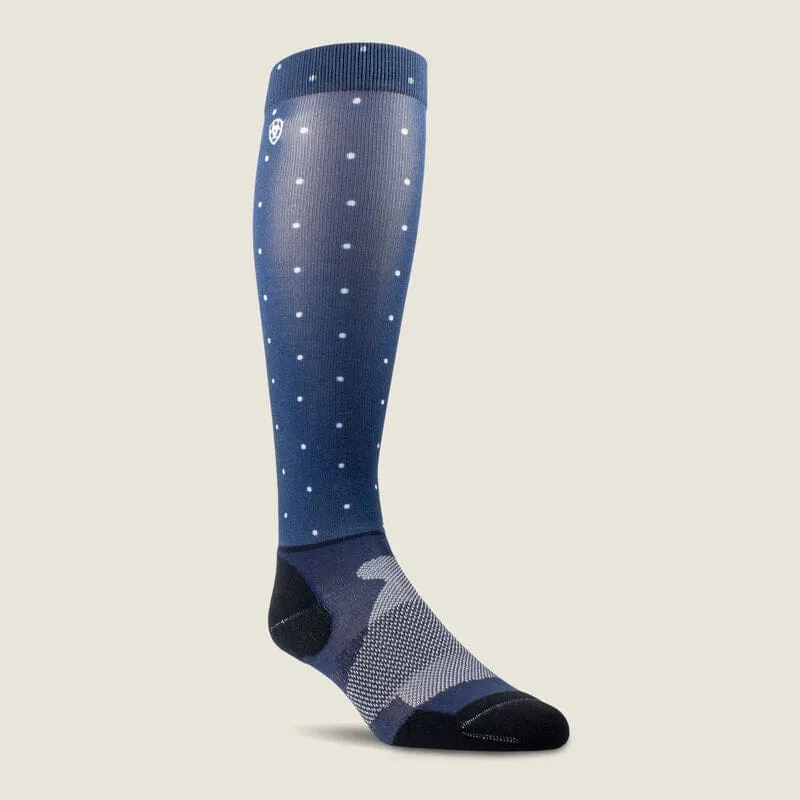 Ariat Ladies AriatTEK Slim Printed Socks Navy Dot