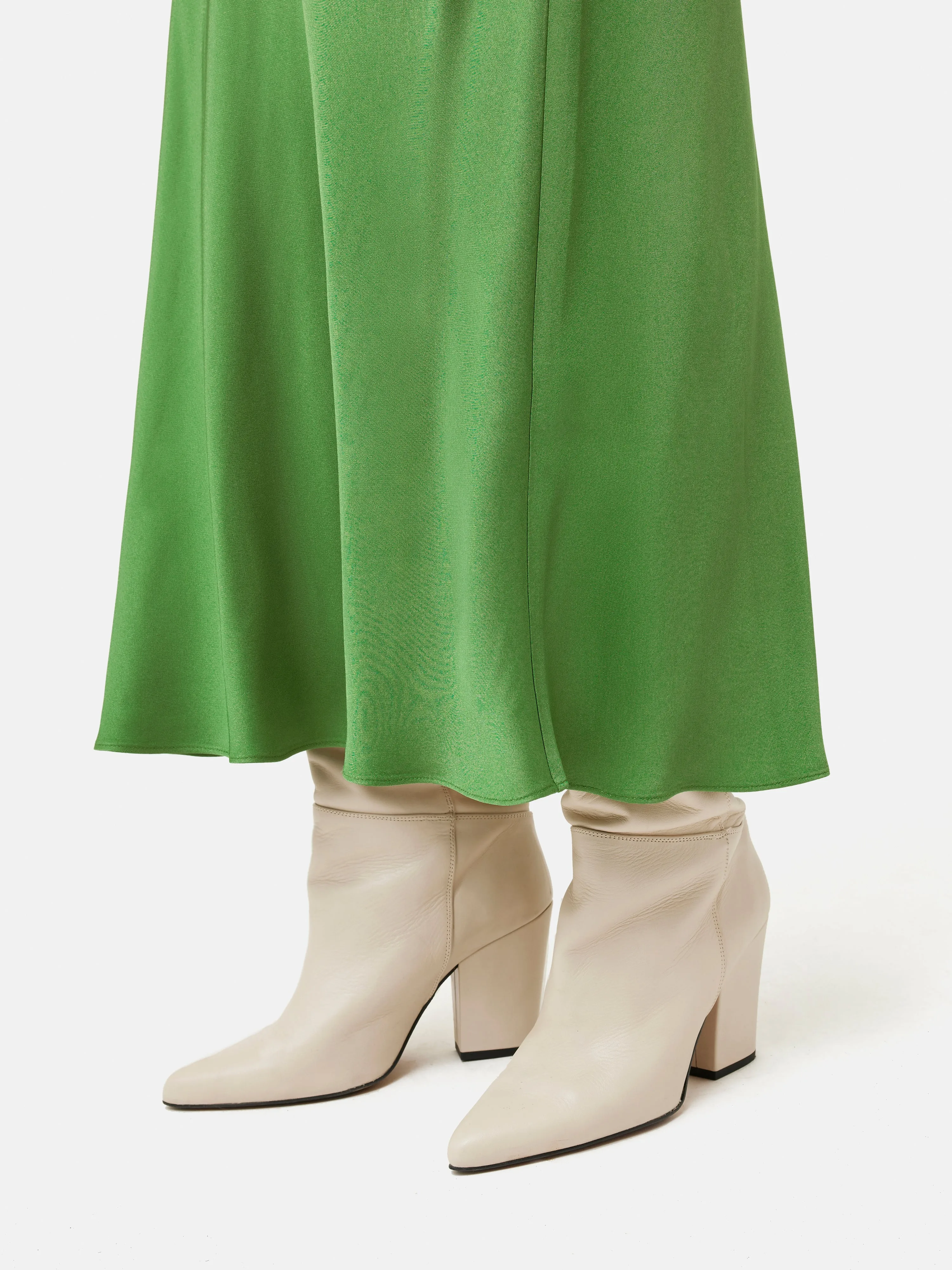 Bias Cut Maxi Skirt | Green