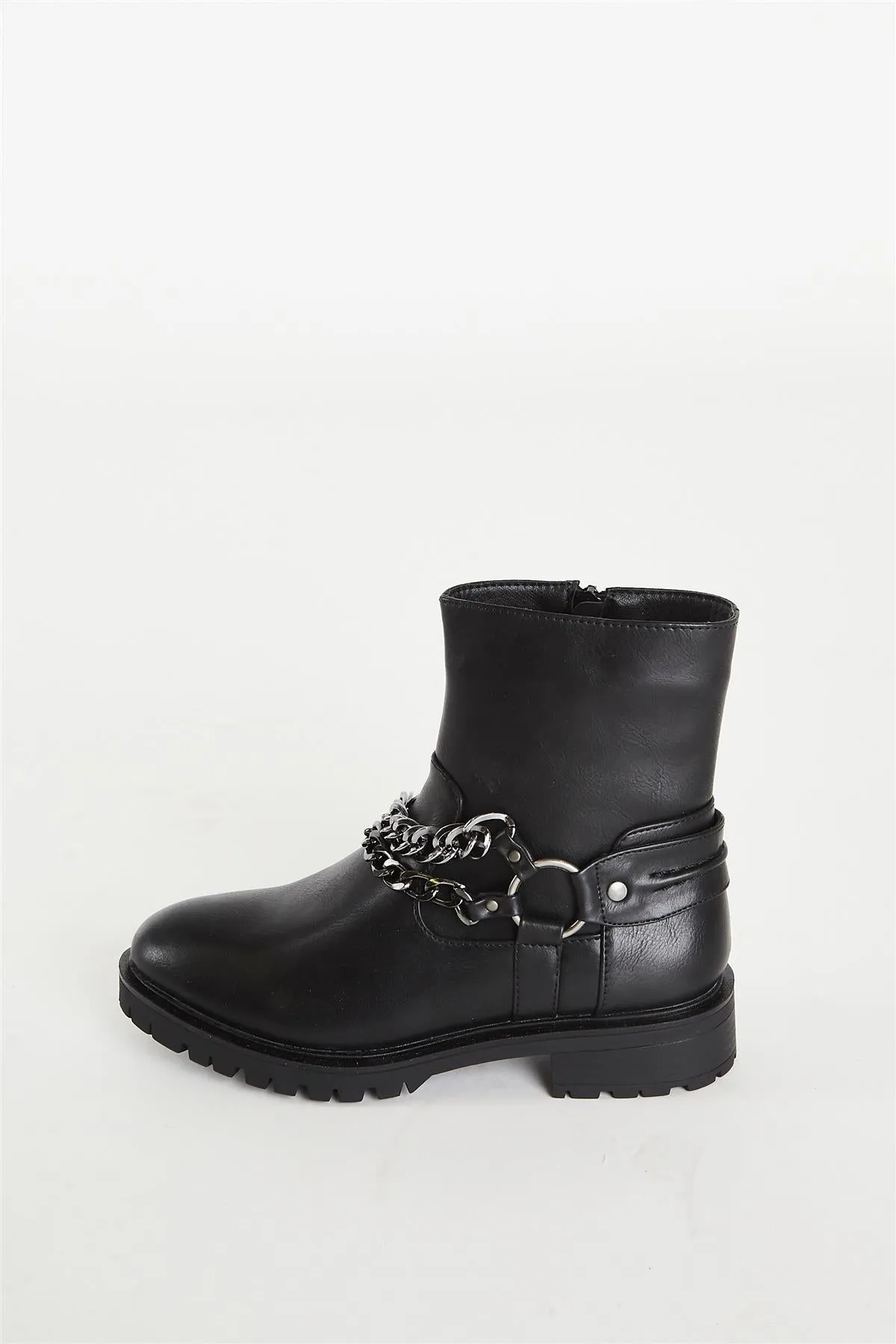 Black Chain Ankle Boot Ankle Boot-Boot