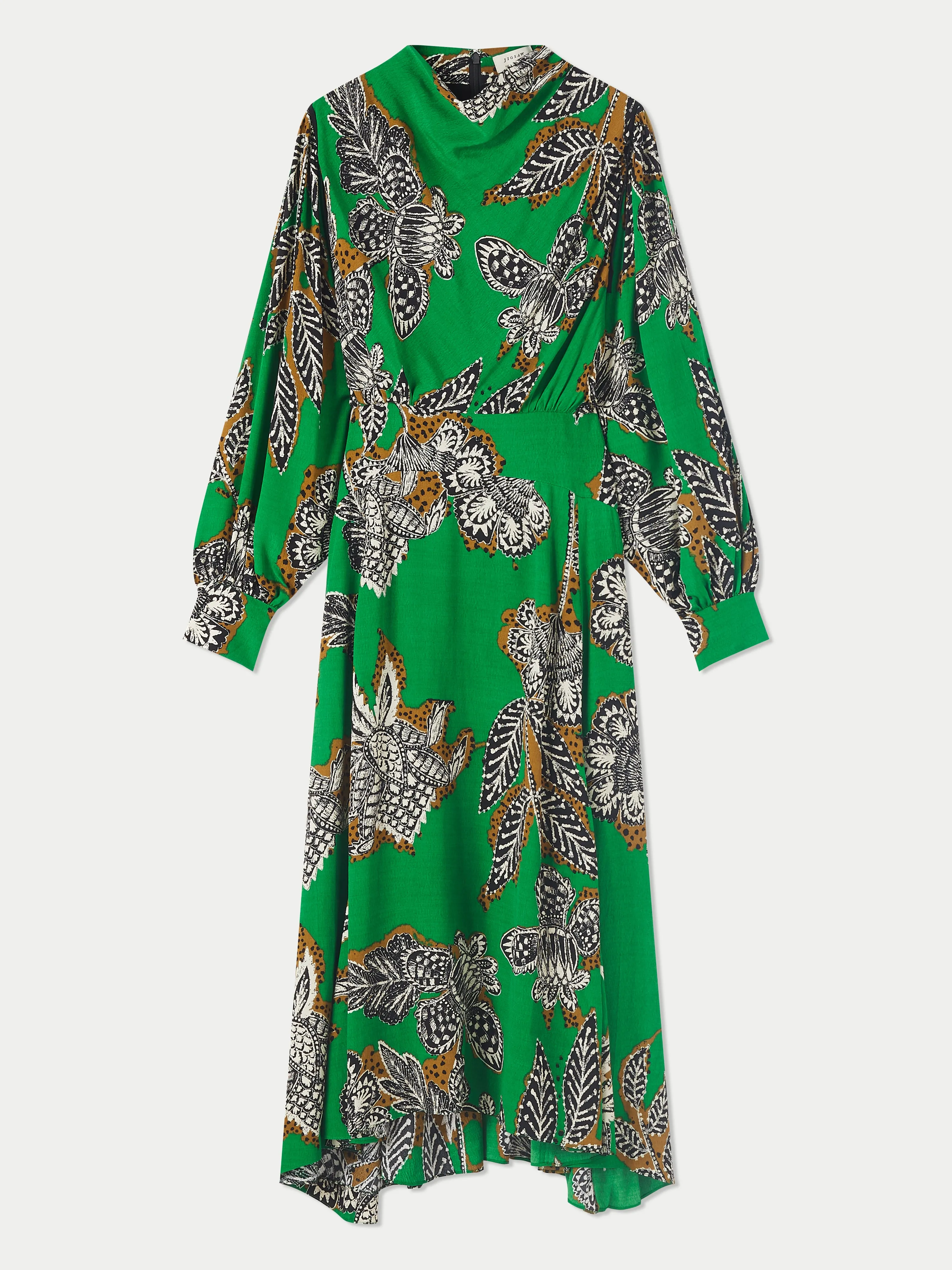 Block Floral Midi Dress | Green