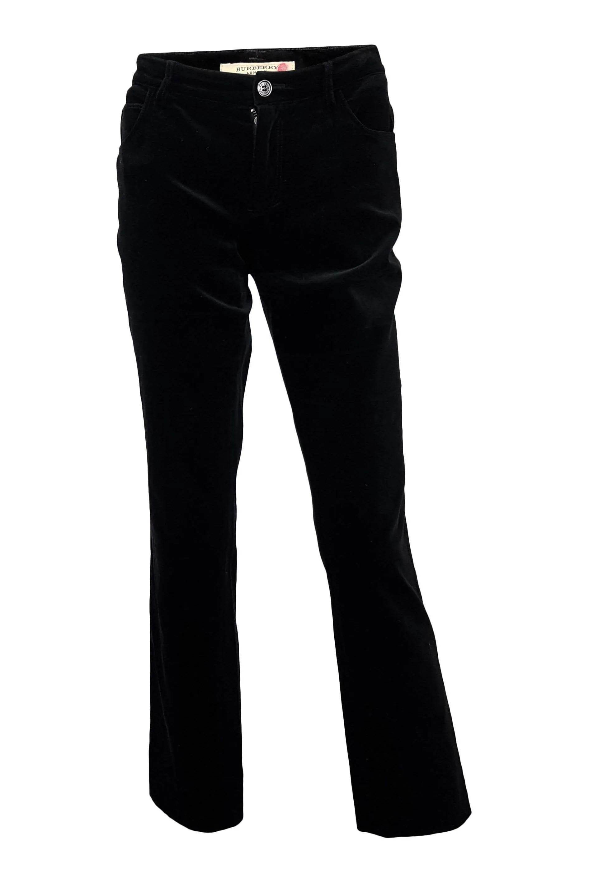 BURBERRY Black Cotton Velvet Boot Cut Trousers (UK 8)