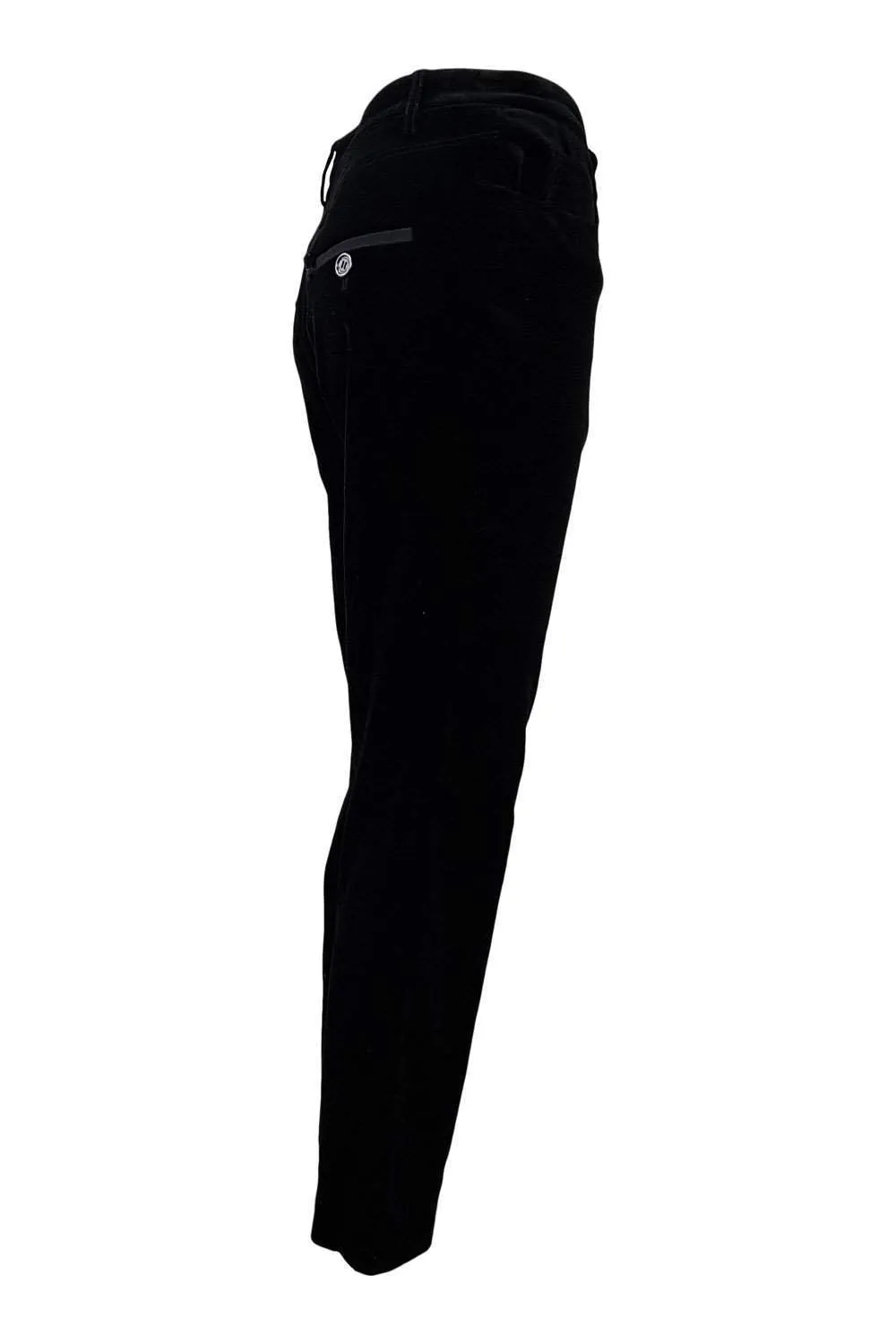 BURBERRY Black Cotton Velvet Boot Cut Trousers (UK 8)