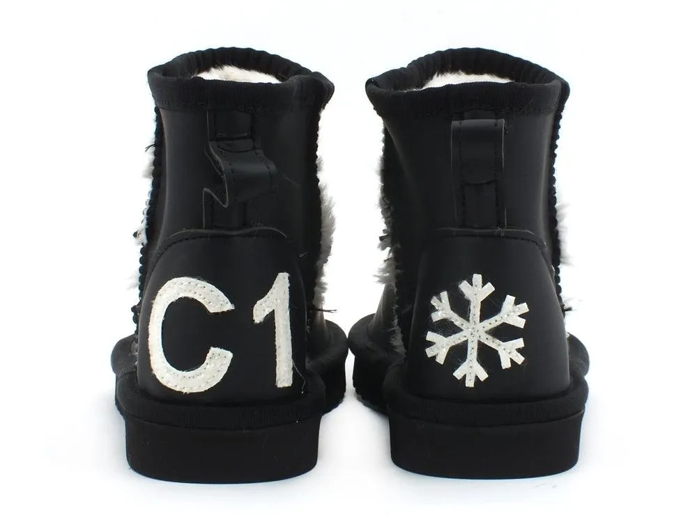 C1BERIAN Boot Montone Nero Bianco A102 BOOT