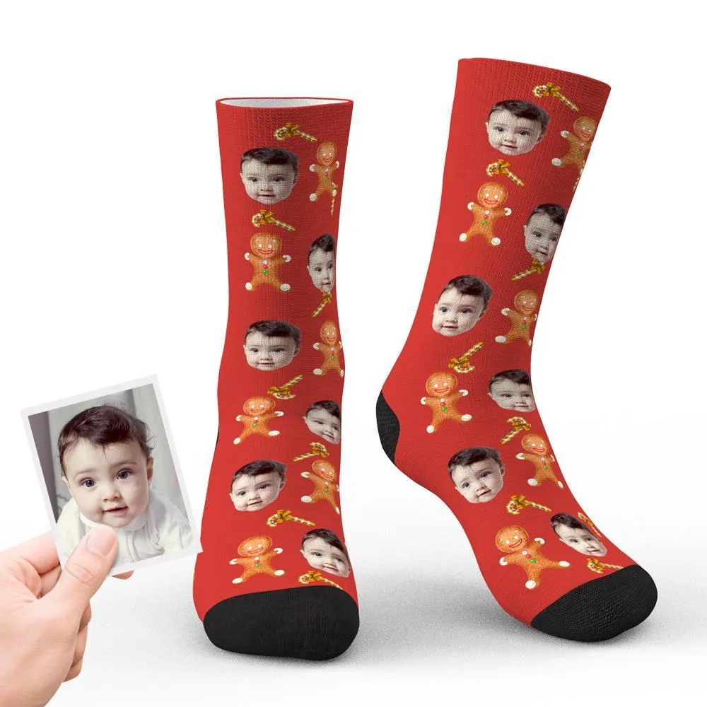 Custom Christmas Socks Personalised Face Funny Socks - Christmas Cookies