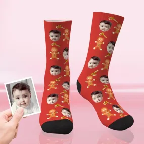 Custom Christmas Socks Personalised Face Funny Socks - Christmas Cookies