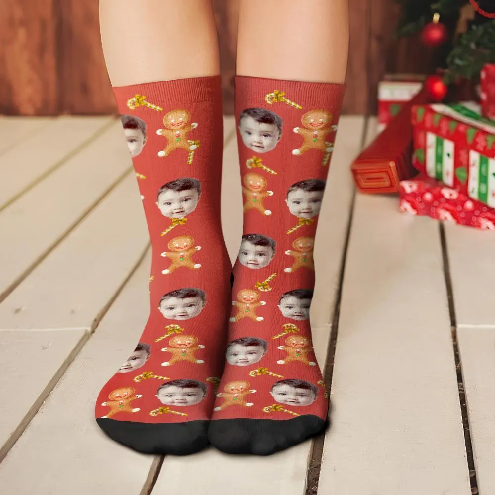 Custom Christmas Socks Personalised Face Funny Socks - Christmas Cookies