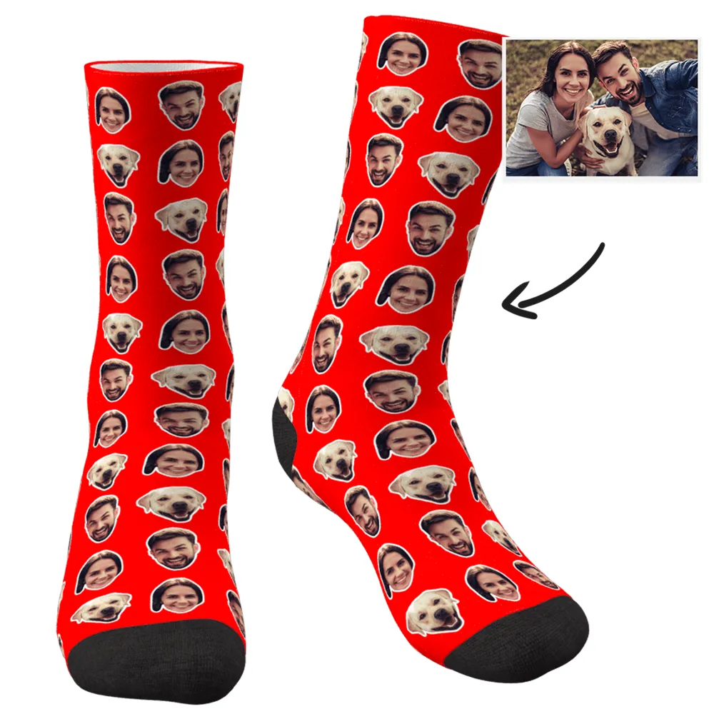 Custom Colorful Socks With Your Photo - Two Faces