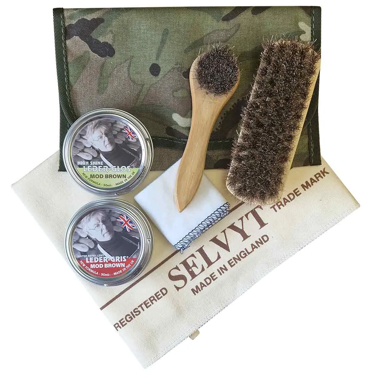 Deluxe Military Boot Polishing Kit - Black & Brown