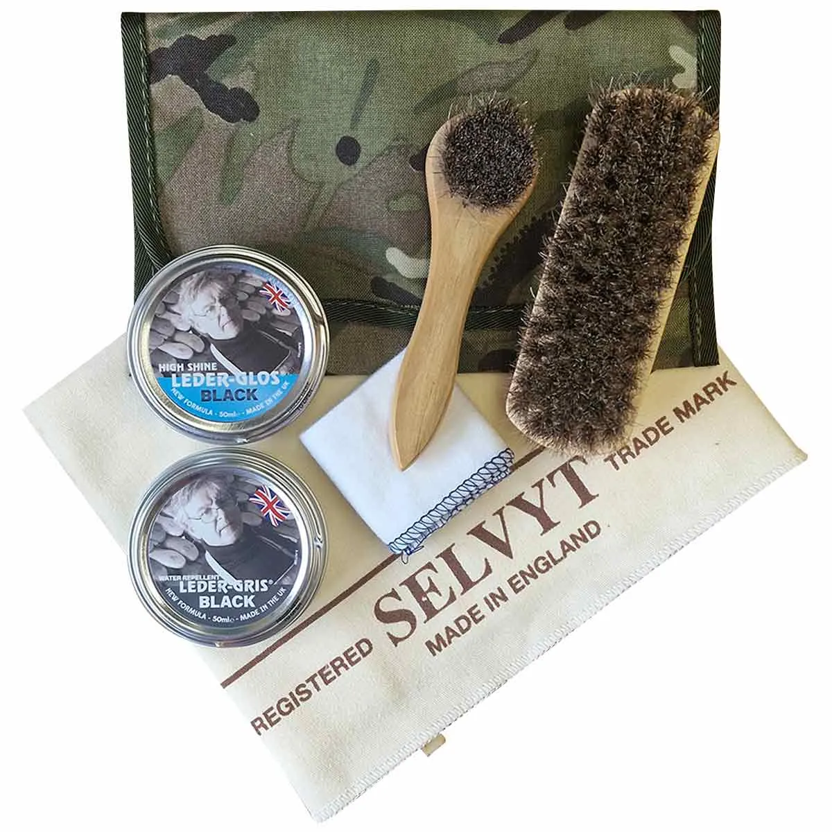 Deluxe Military Boot Polishing Kit - Black & Brown