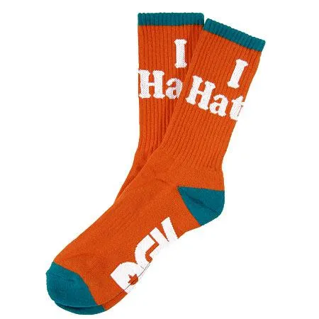 DGK Skateboards I Love Haters Socks, Orange/Teal