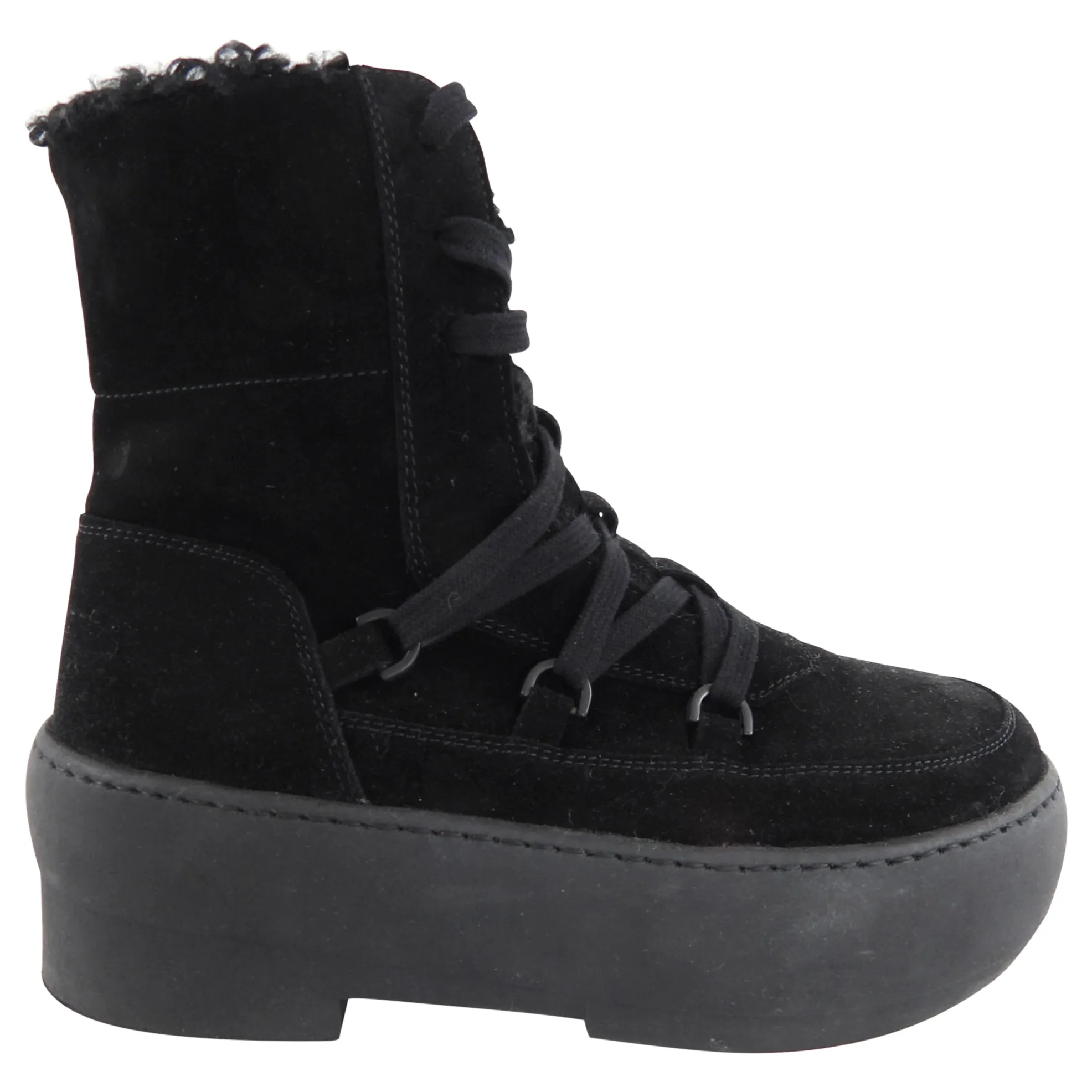 Gia Borghini Suede Shearling Lace Up Ankle Boot - 37