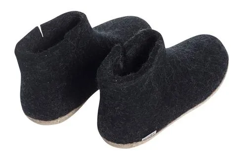 Glerups - Slipper Boot Leather Sole Charcoal