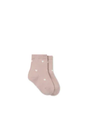 Harlow Sock - Petite Heart Rose