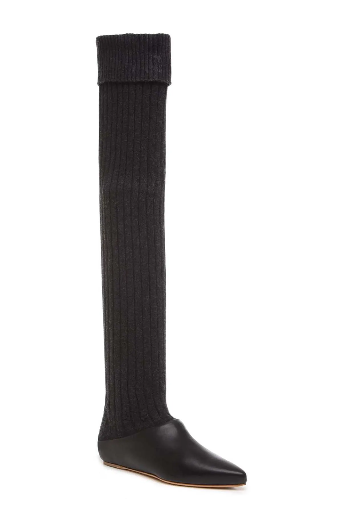 Jimena Boot in Black Cashmere & Leather