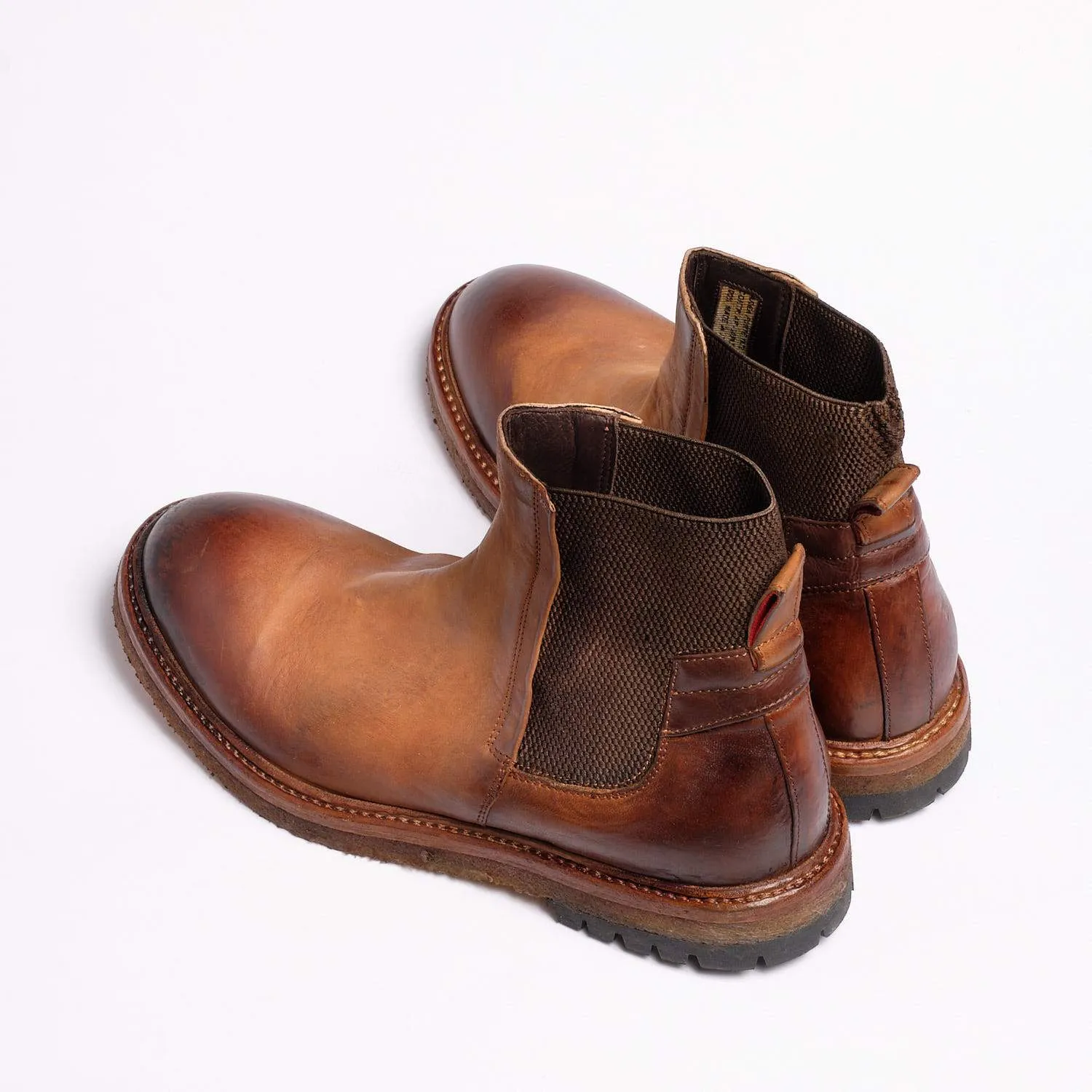 Kev Elastic Mid Boot Natural Vacchetta leather senape