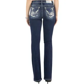 Miss Me Women's Floral Pocket Bootcut Jeans