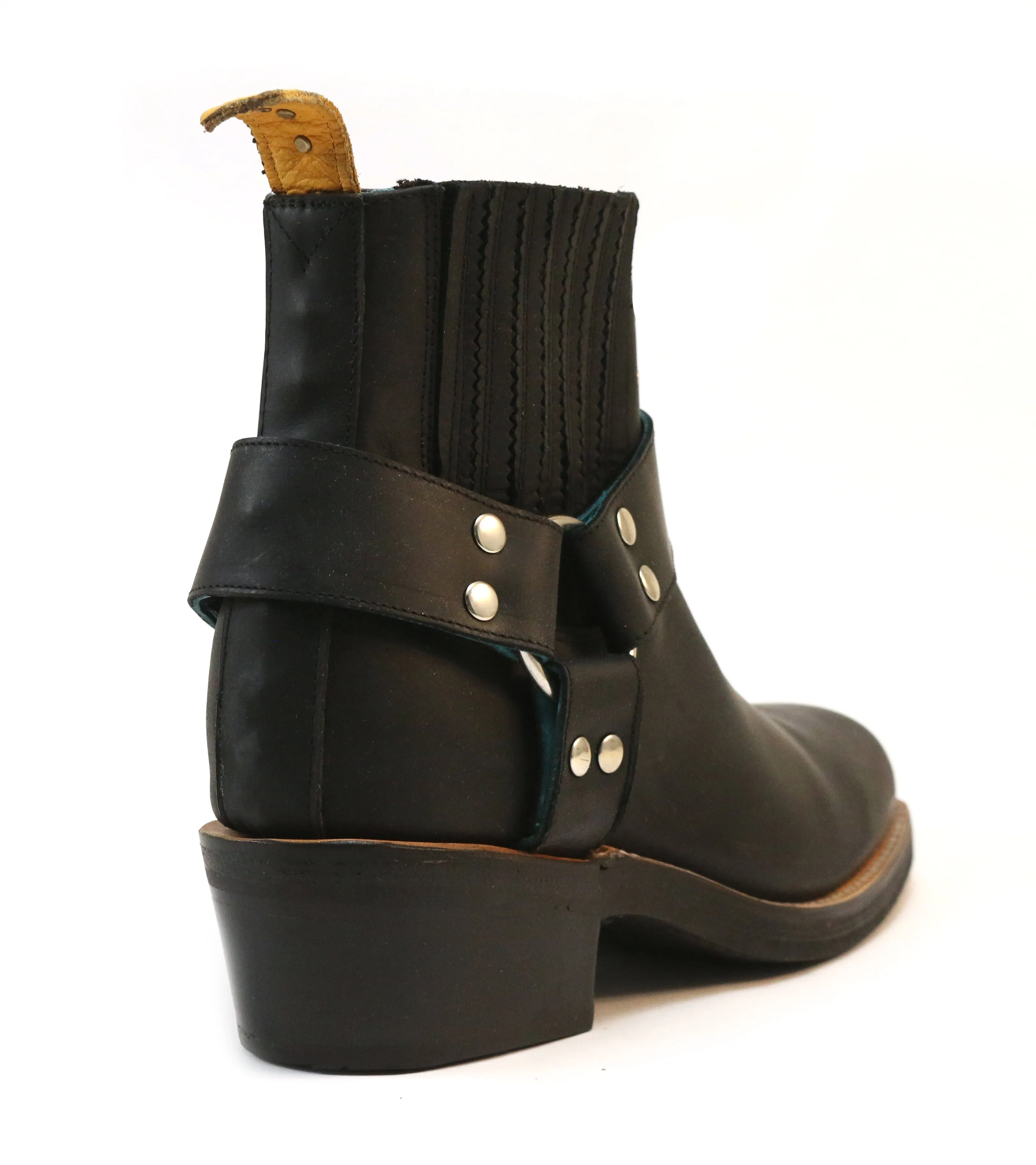 No.2037 OFFROAD ankle harness boot Black Oiled Leather