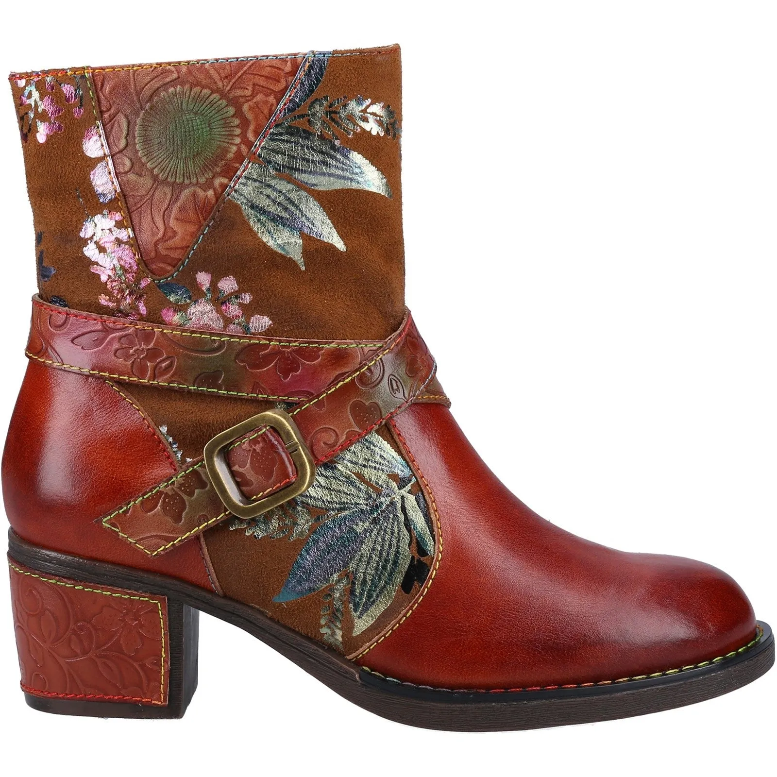 Riva Aisha Womens Floral Leather Ankle Boot