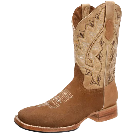 Tan Nobuck Square Toe Rodeo Boot