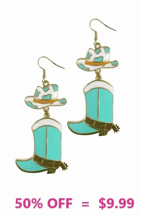 Turquoise cowgirl boot earrings