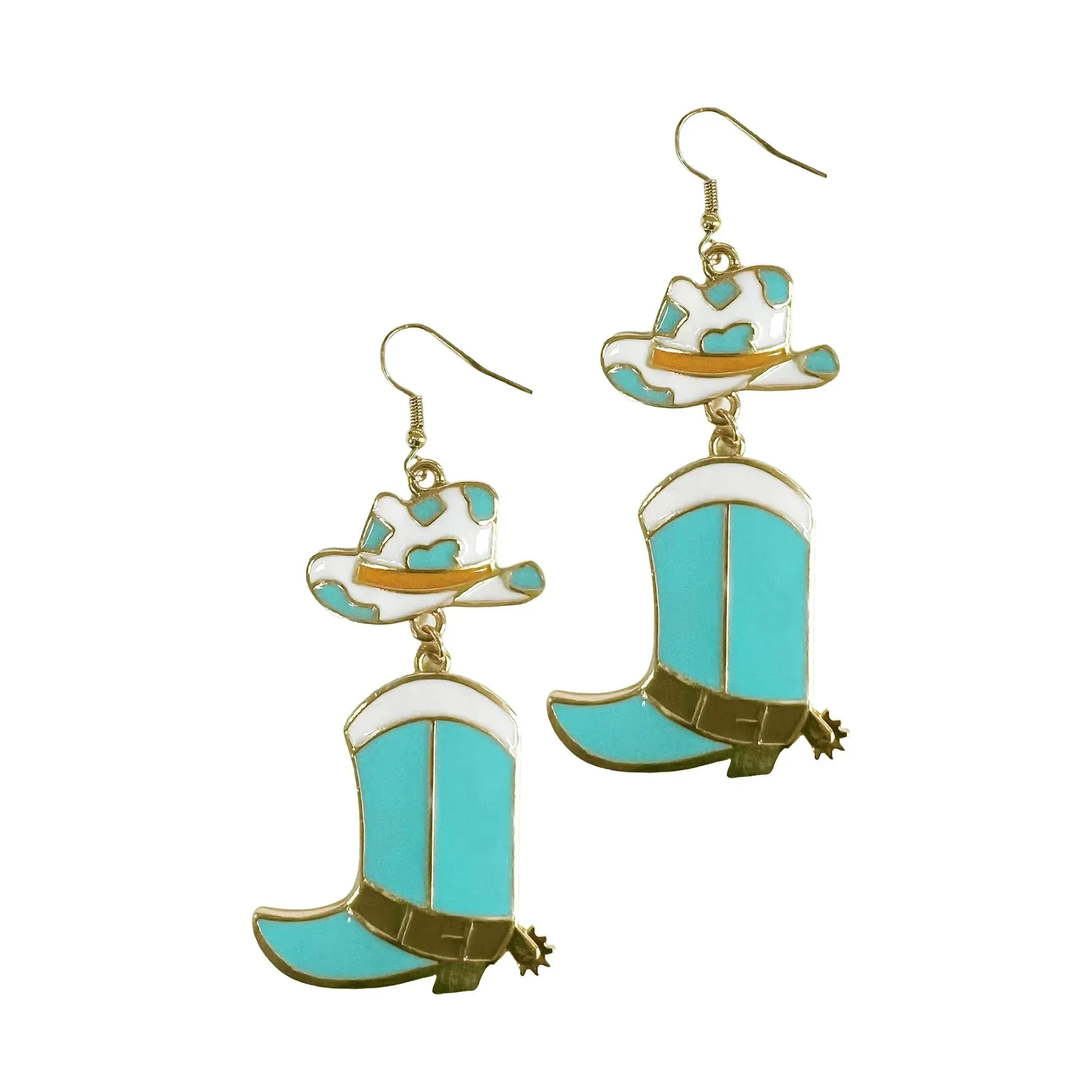 Turquoise cowgirl boot earrings