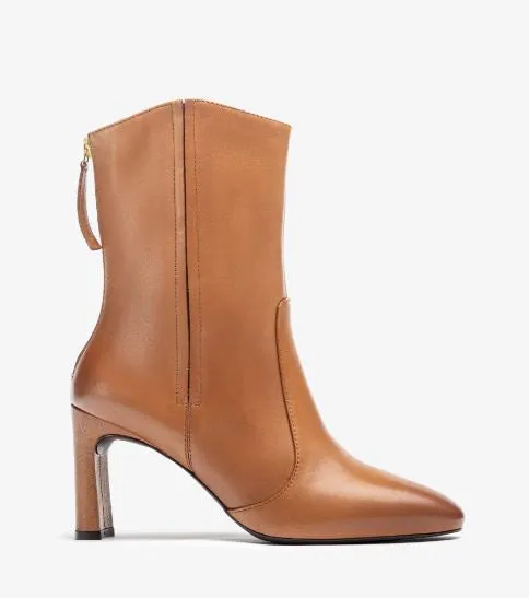 Unisa Tan Leather Heeled Ankle Boot WERNER