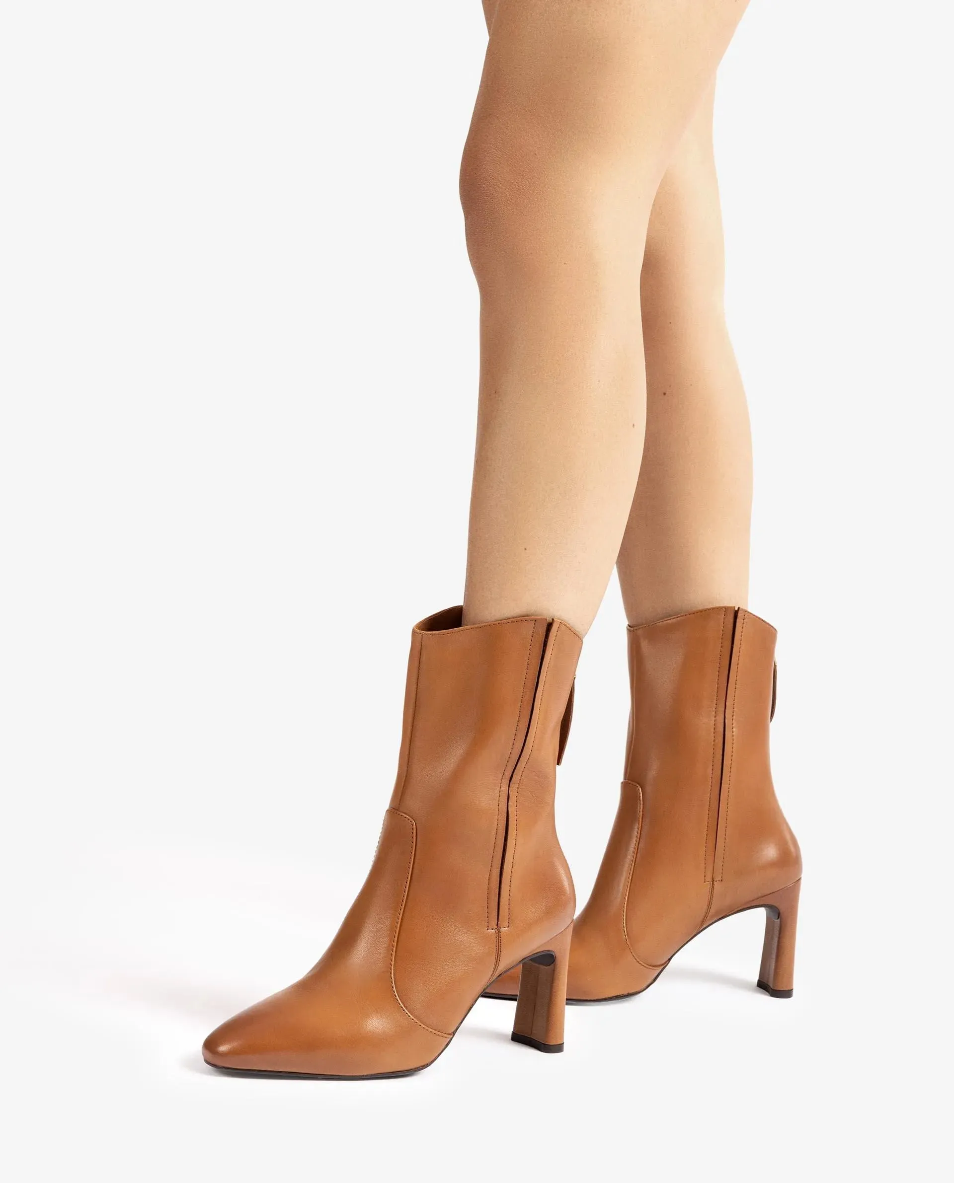 Unisa Tan Leather Heeled Ankle Boot WERNER