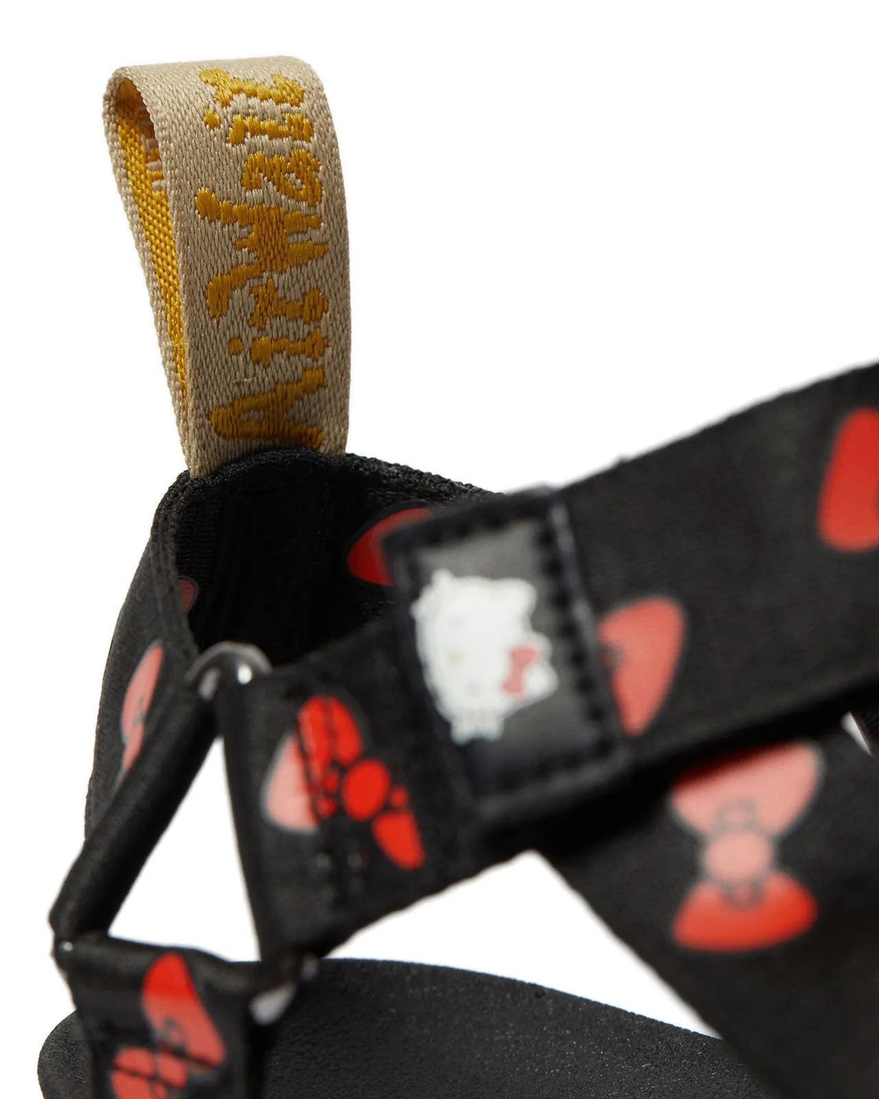 VEGAN HELLO KITTY SANDAL BLACK RED HK BOW WEBBING