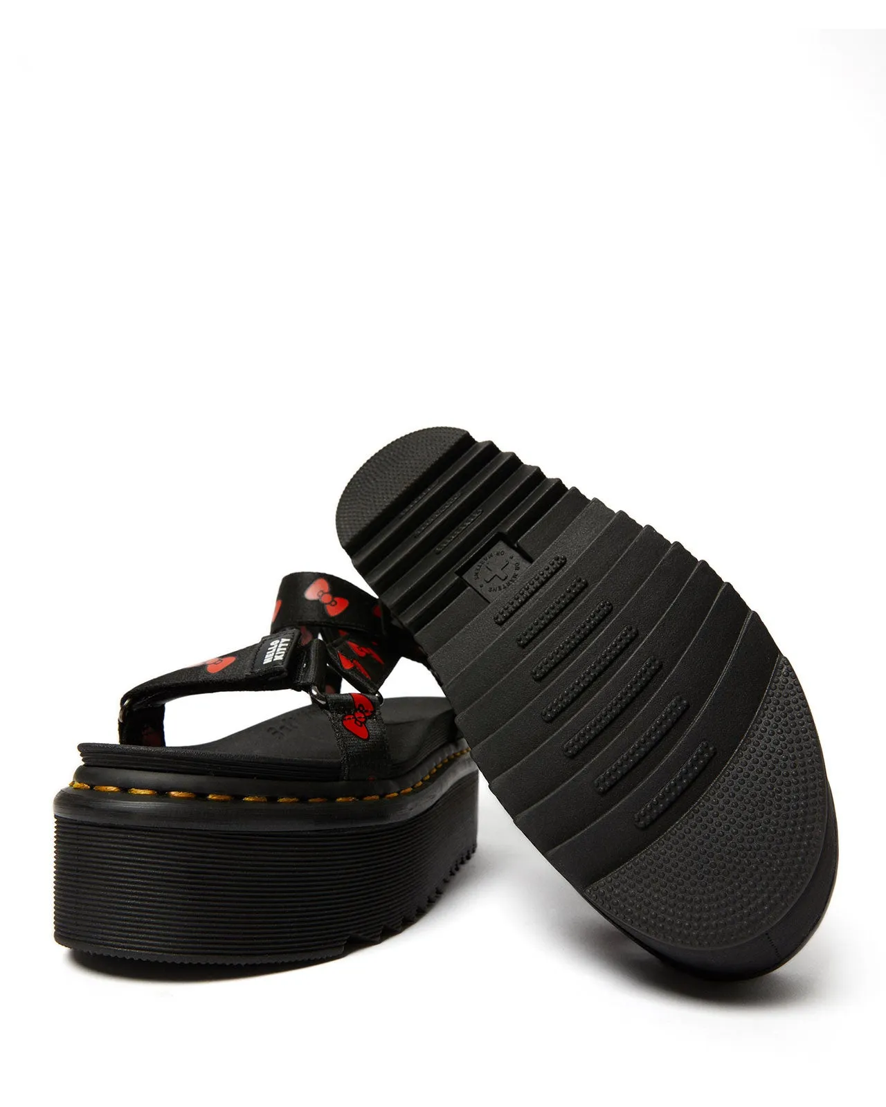 VEGAN HELLO KITTY SANDAL BLACK RED HK BOW WEBBING