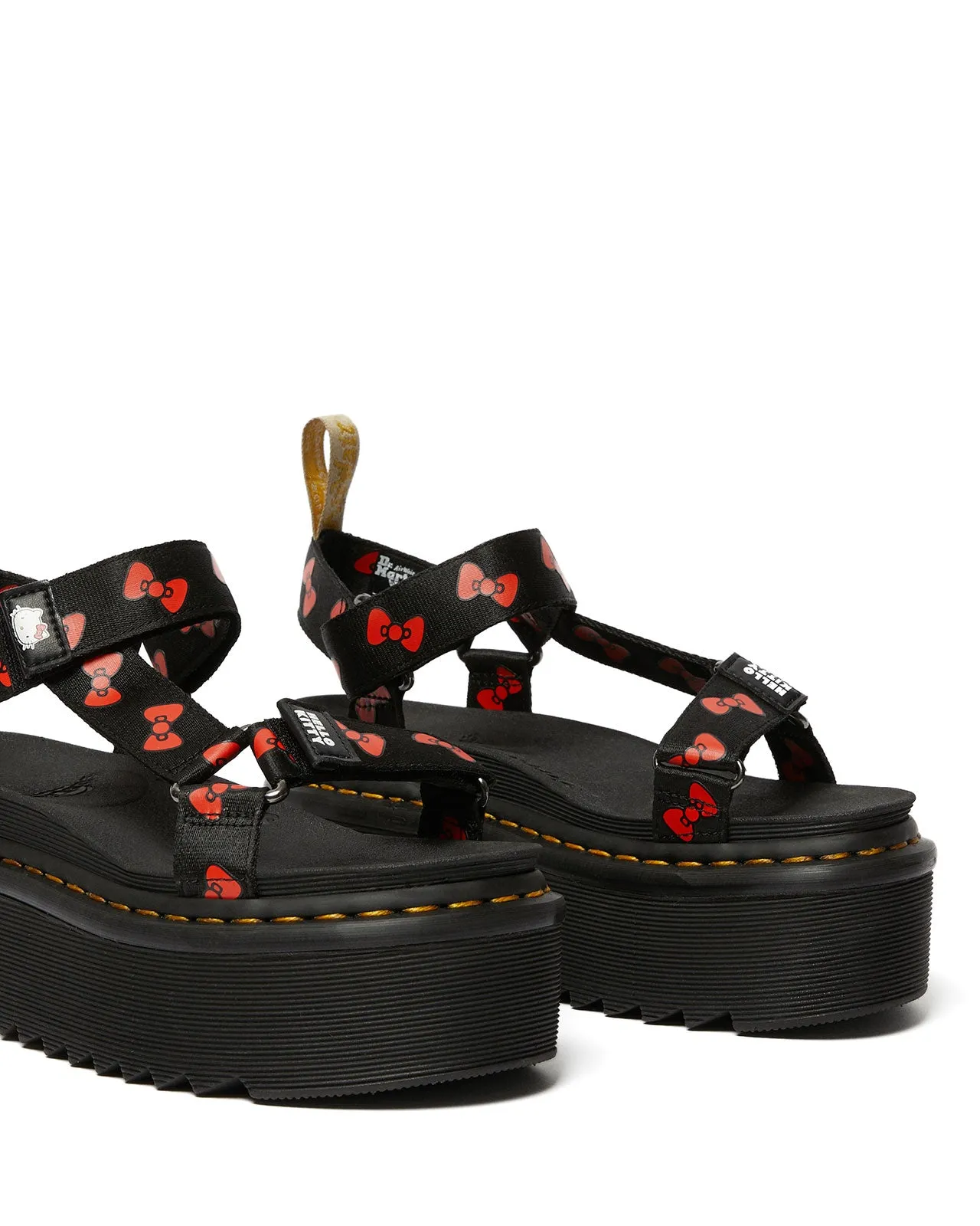 VEGAN HELLO KITTY SANDAL BLACK RED HK BOW WEBBING