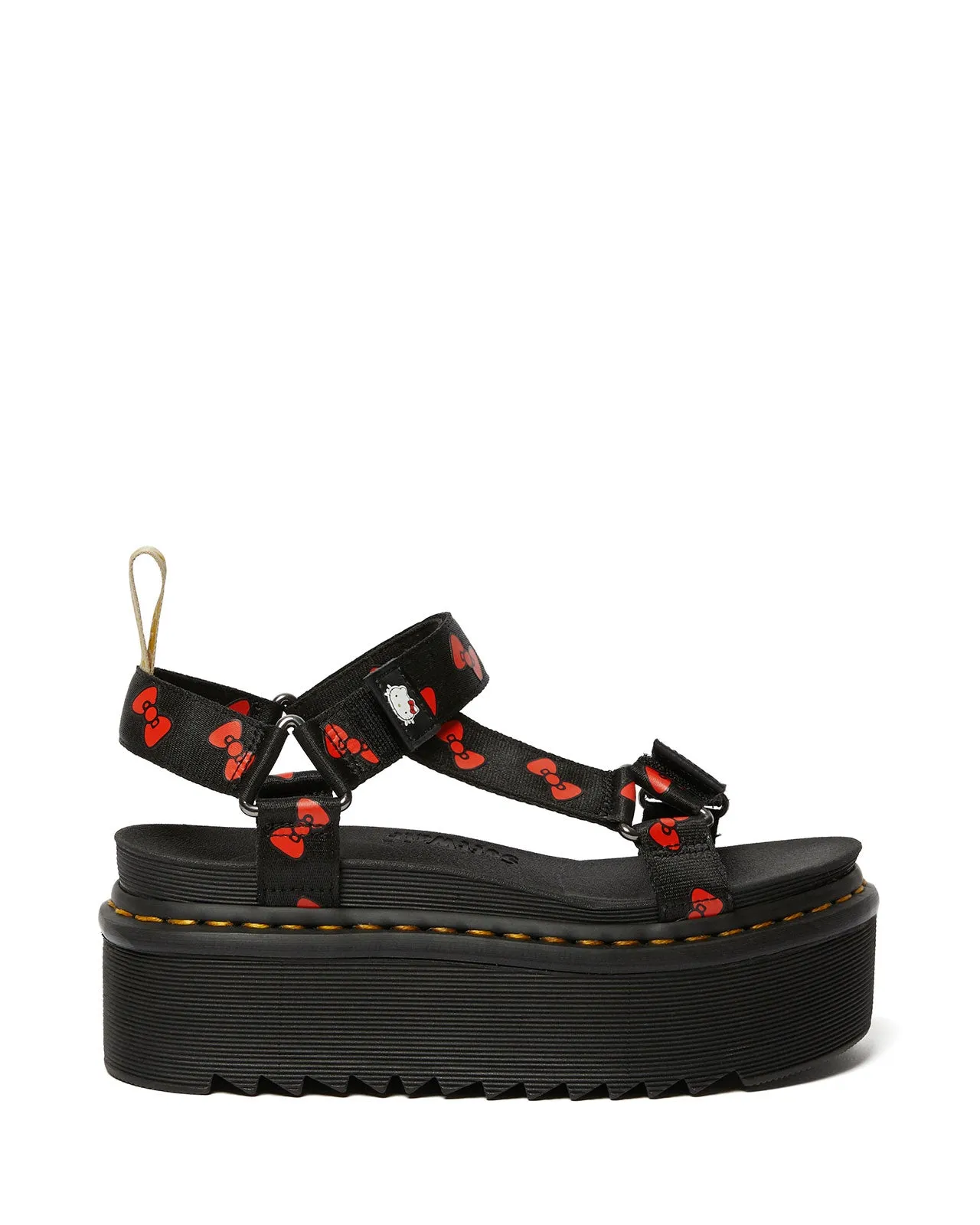 VEGAN HELLO KITTY SANDAL BLACK RED HK BOW WEBBING