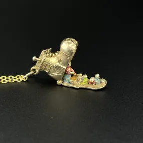 Vintage 9K Gold Enamel Nursery Rhyme Boot Charm Pendant