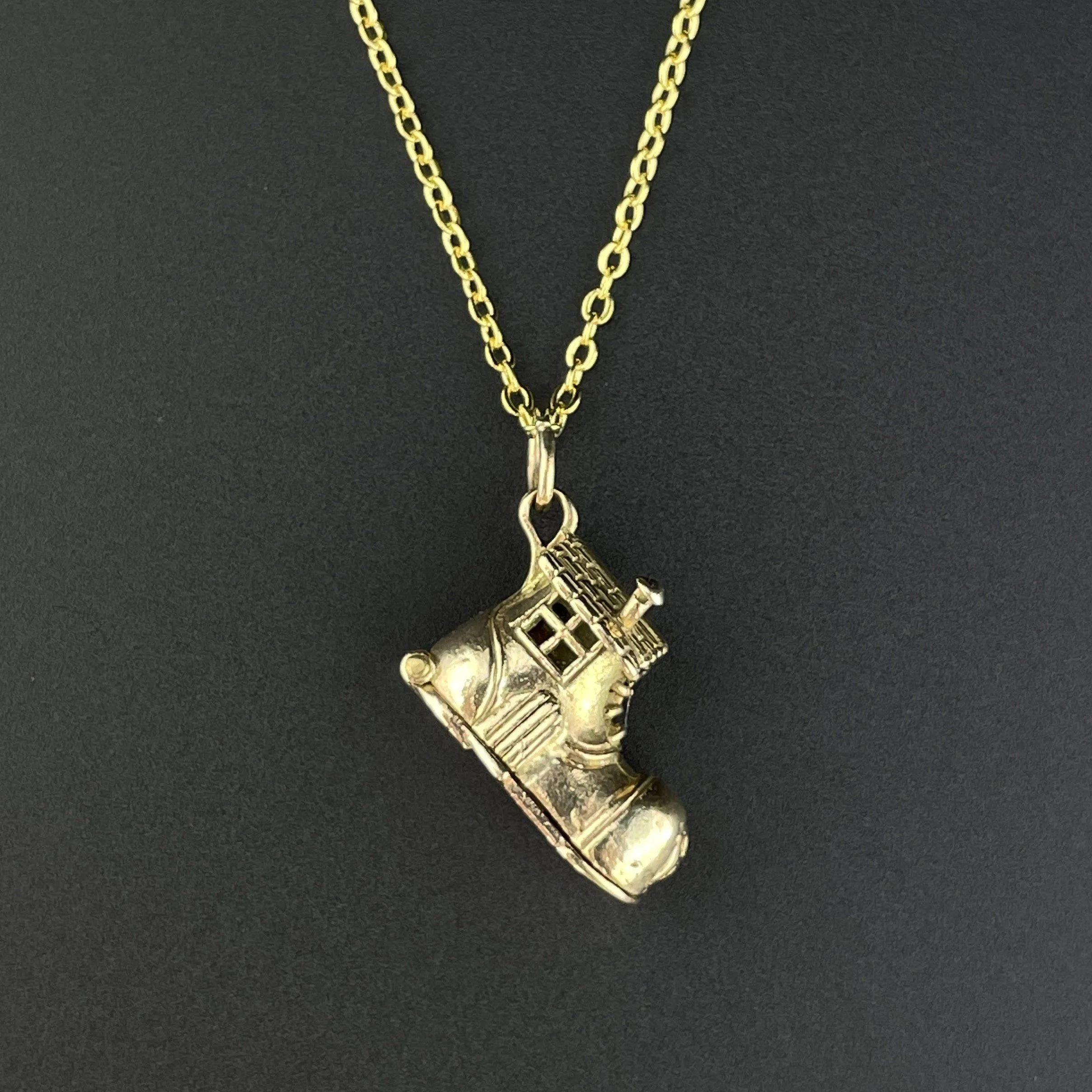 Vintage 9K Gold Enamel Nursery Rhyme Boot Charm Pendant